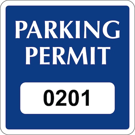 Lustre-Cal Static Cling Parking Permit Dark Blue 2in x 2in  Square Serialized 201-250, 50PK 253753SCL1BdSq0201